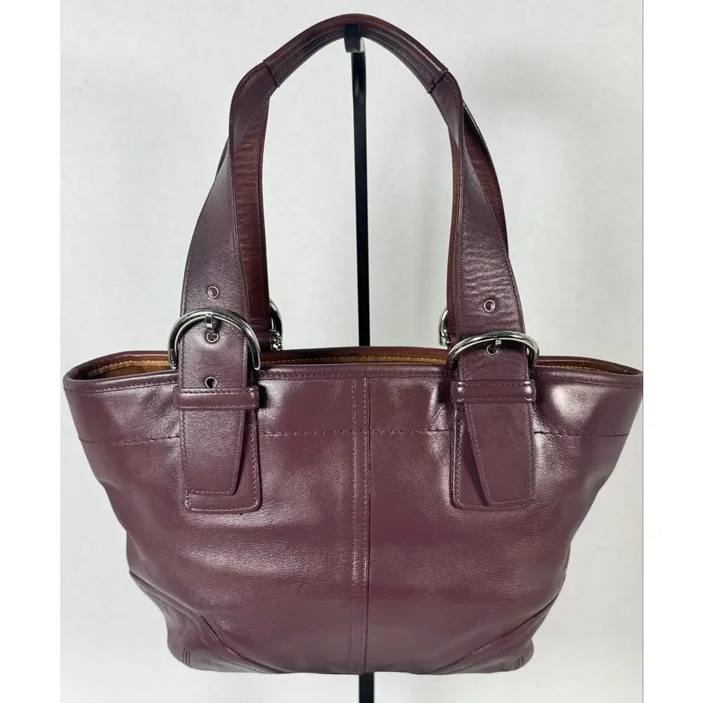 Coach Soho Plum Purple Leather Buckle Tote Shoulder Bag E3S-9544